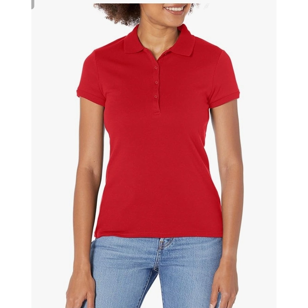 IZOD Women's Uniform Polo Shirt XS Red Moisture Wicking UPF 50+ Runs Small